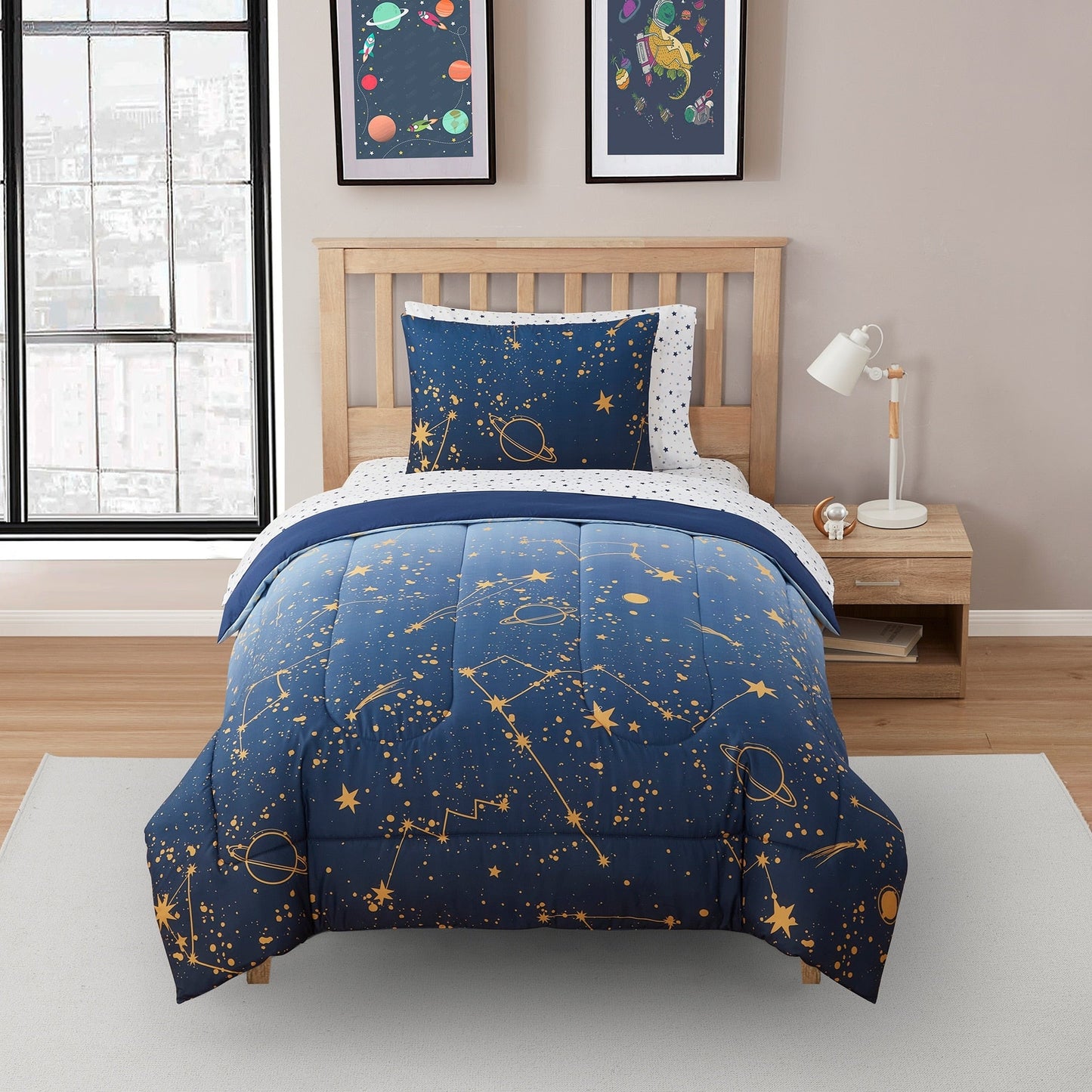 Kids Galaxy Bed in a Bag Comforter, Sham & Sheet Set