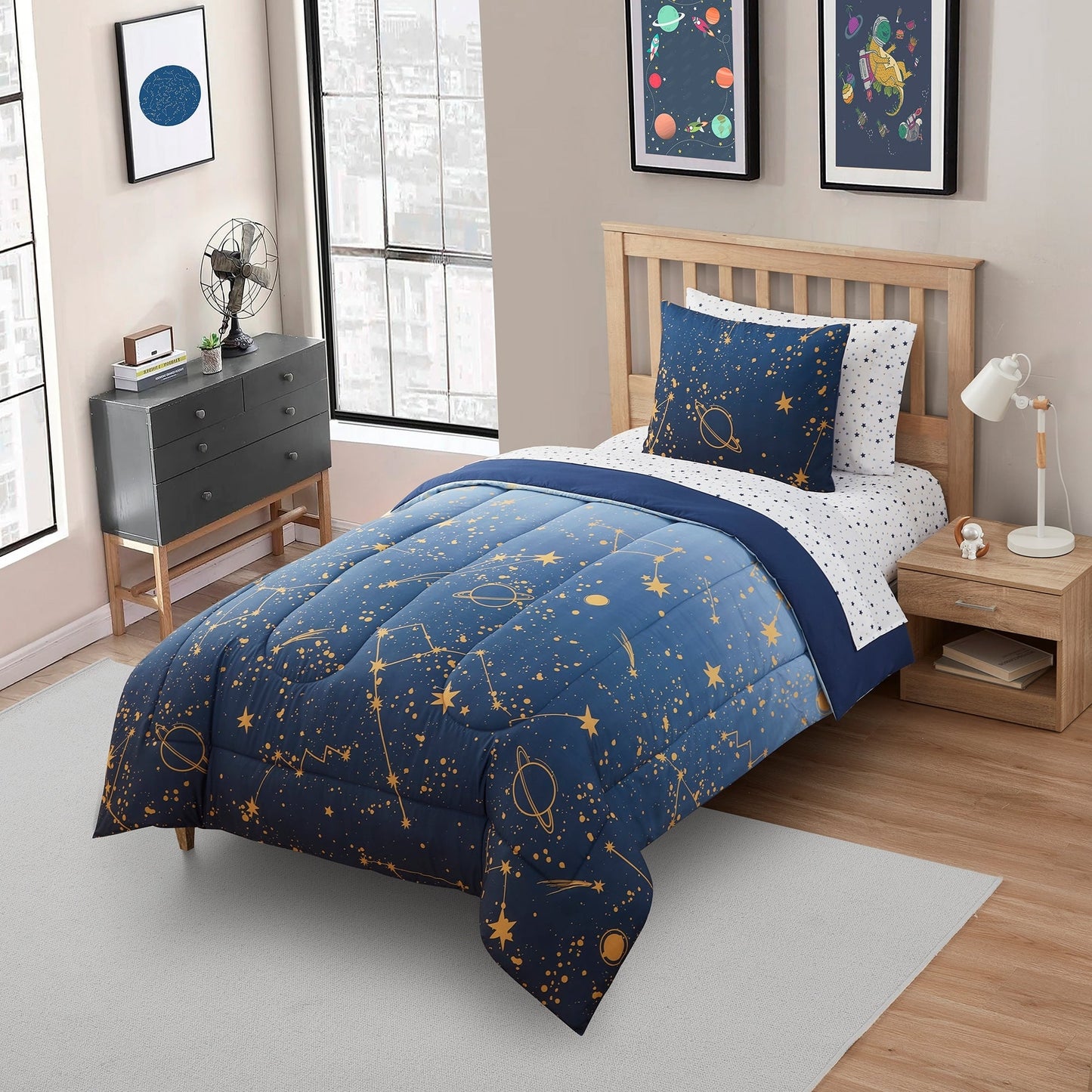Kids Galaxy Bed in a Bag Comforter, Sham & Sheet Set