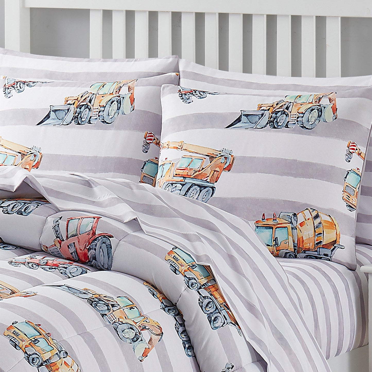 Kids Trucks Bed in a Bag 5 Piece Comforter, Sham & Sheet Set
