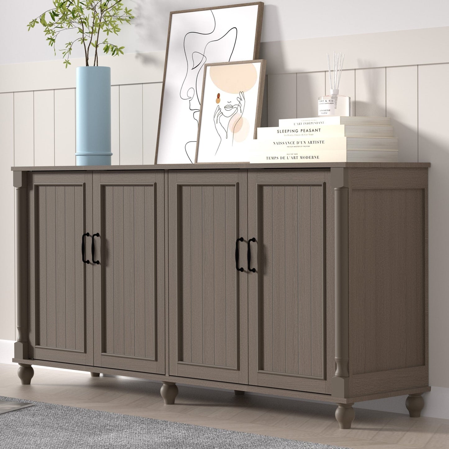 Kitchen Sideboard Coffee Bar Cabinet Accent Storage Cabinet