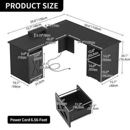 Moasis L Shaped Gaming Desk 59-Inch Computer Corner Desk with Monitor Stand