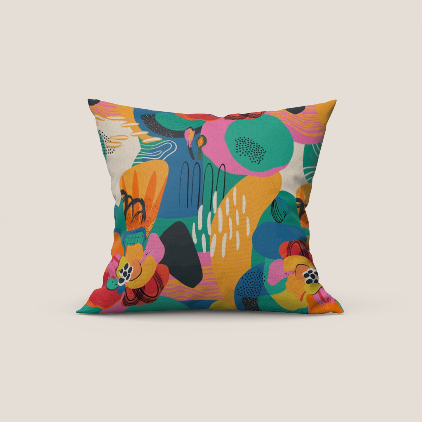 Collezione Joy cuscini a fantasie multicolor in tessuto fresco cotone impermeabile giallo