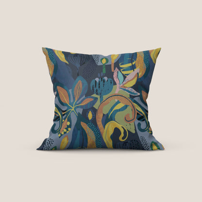 Collezione Joy cuscini a fantasie multicolor in tessuto fresco cotone impermeabile blu