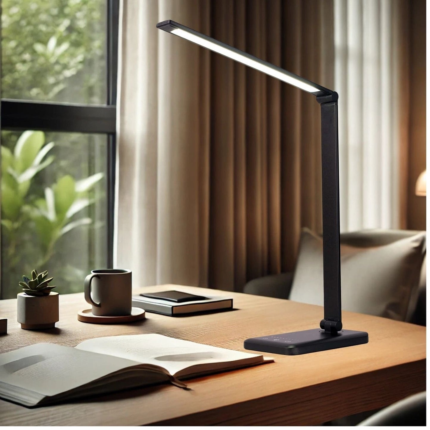 LED Desk Lamp with USB Charging Port, Smooth Touch Light Dimmer Switch with Adjustable Light Color Temperature Automatic