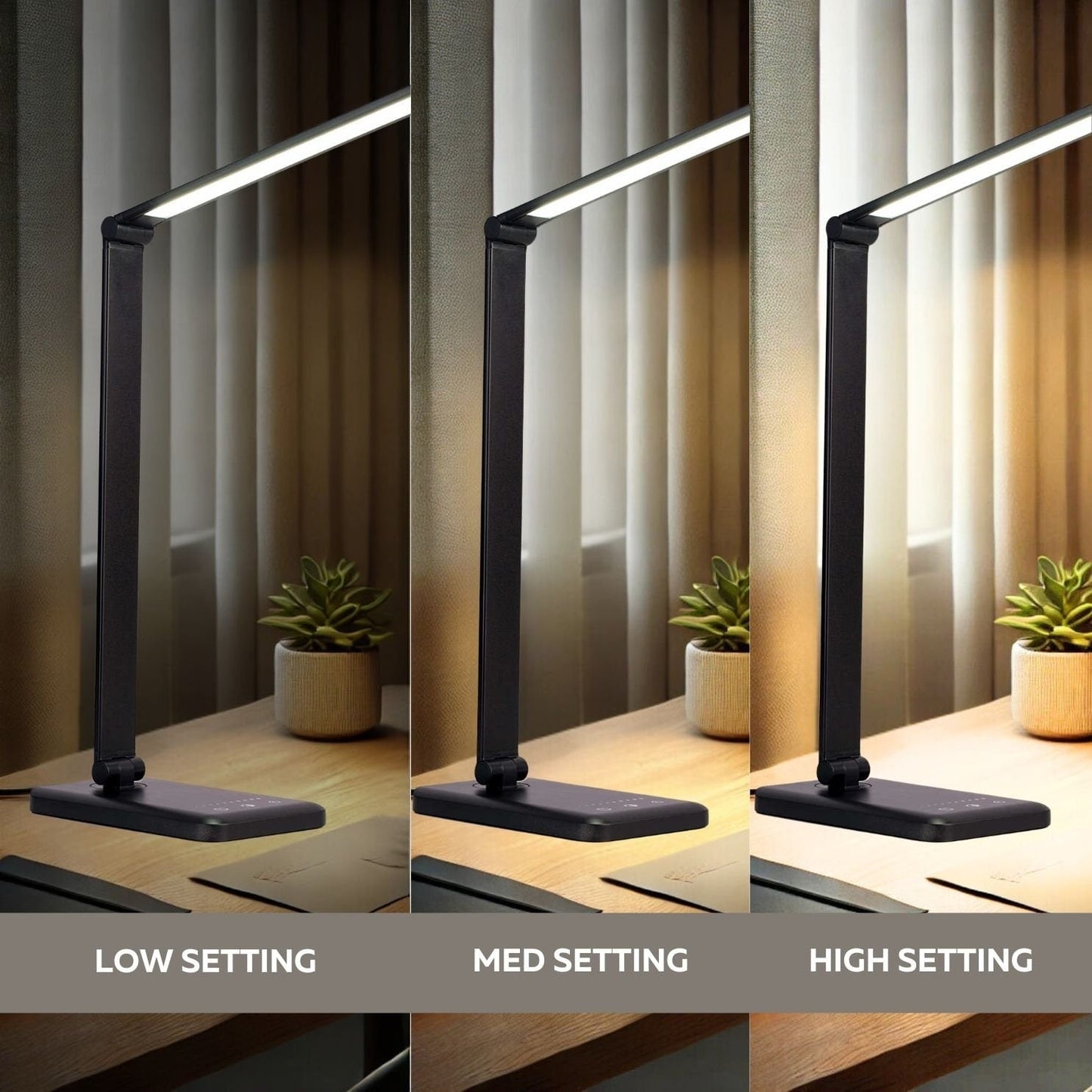 LED Desk Lamp with USB Charging Port, Smooth Touch Light Dimmer Switch with Adjustable Light Color Temperature Automatic