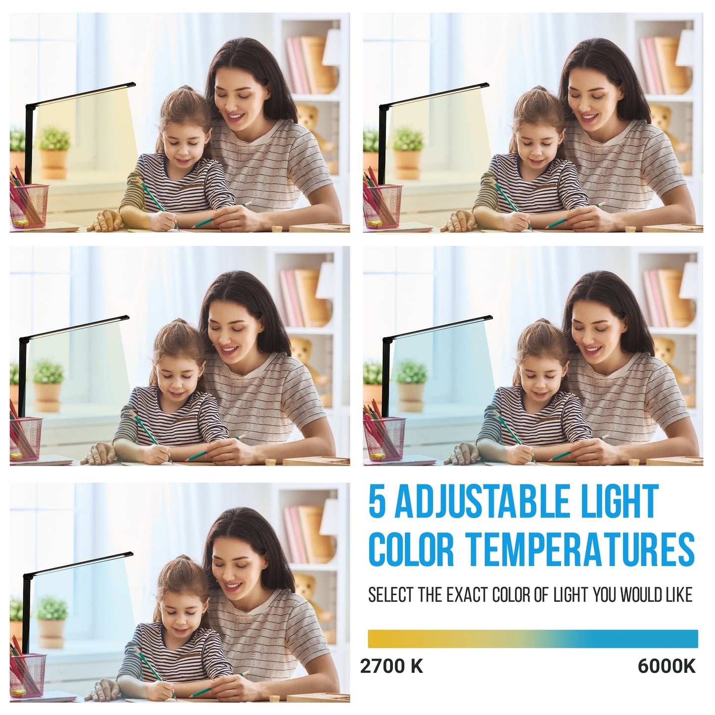 LED Desk Lamp with USB Charging Port, Smooth Touch Light Dimmer Switch with Adjustable Light Color Temperature Automatic