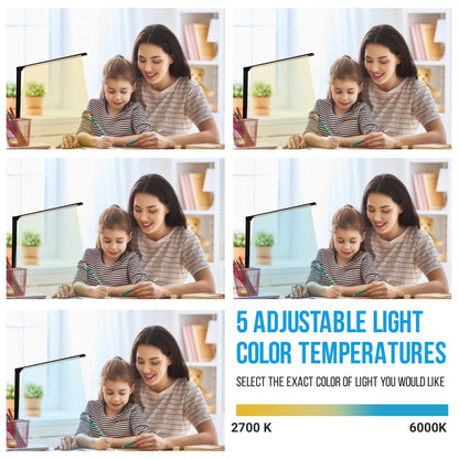 LED Desk Lamp with USB Charging Port, Smooth Touch Light Dimmer Switch with Adjustable Light Color Temperature Automatic