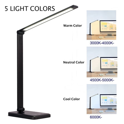 LED Desk Lamp with USB Charging Port, Smooth Touch Light Dimmer Switch with Adjustable Light Color Temperature Automatic