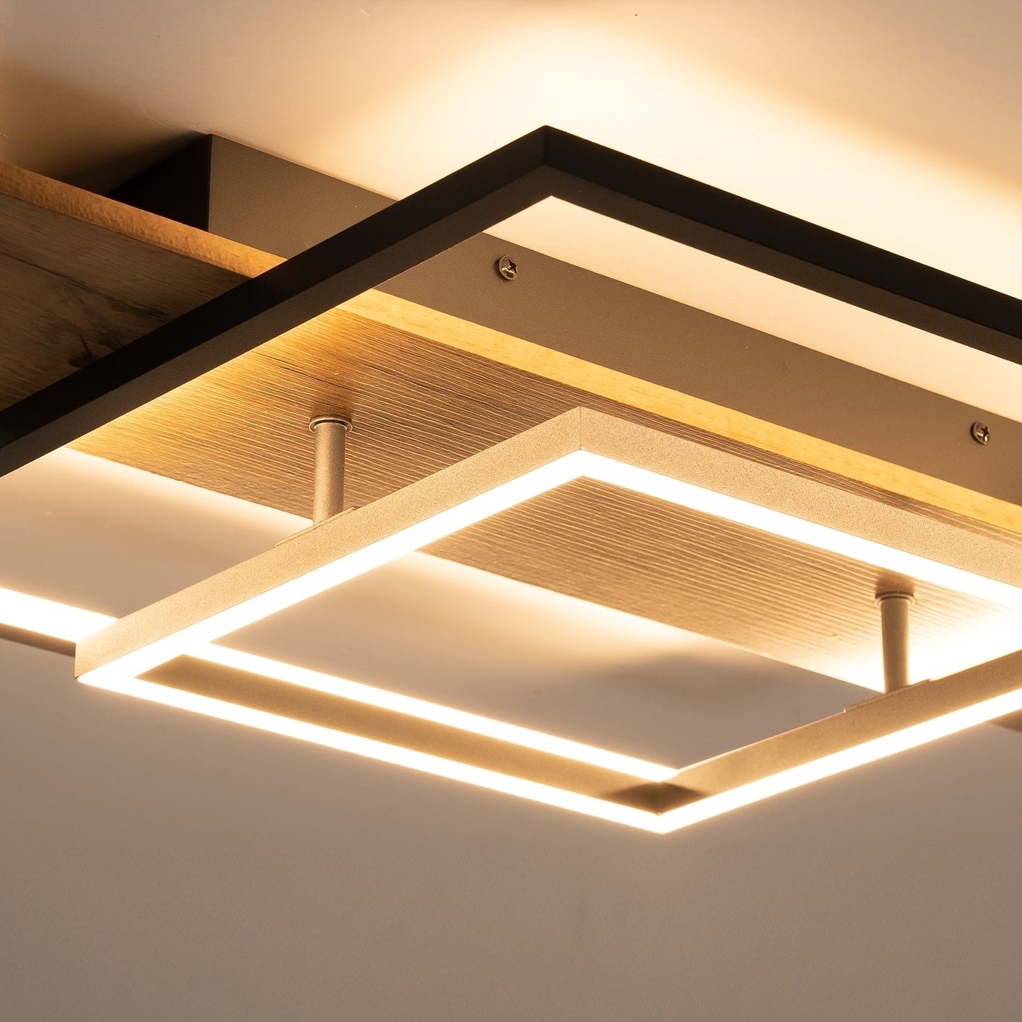 Integrated LED Rectangle Wood Semi Flush Mount Ceiling Light for Hallway Foyer