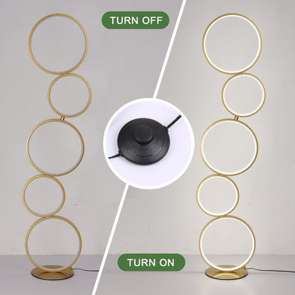 LED Modern Dimmable Floor Lamp, 3 Way Bright Corner Stand lamp with 5-Ring for Living Room