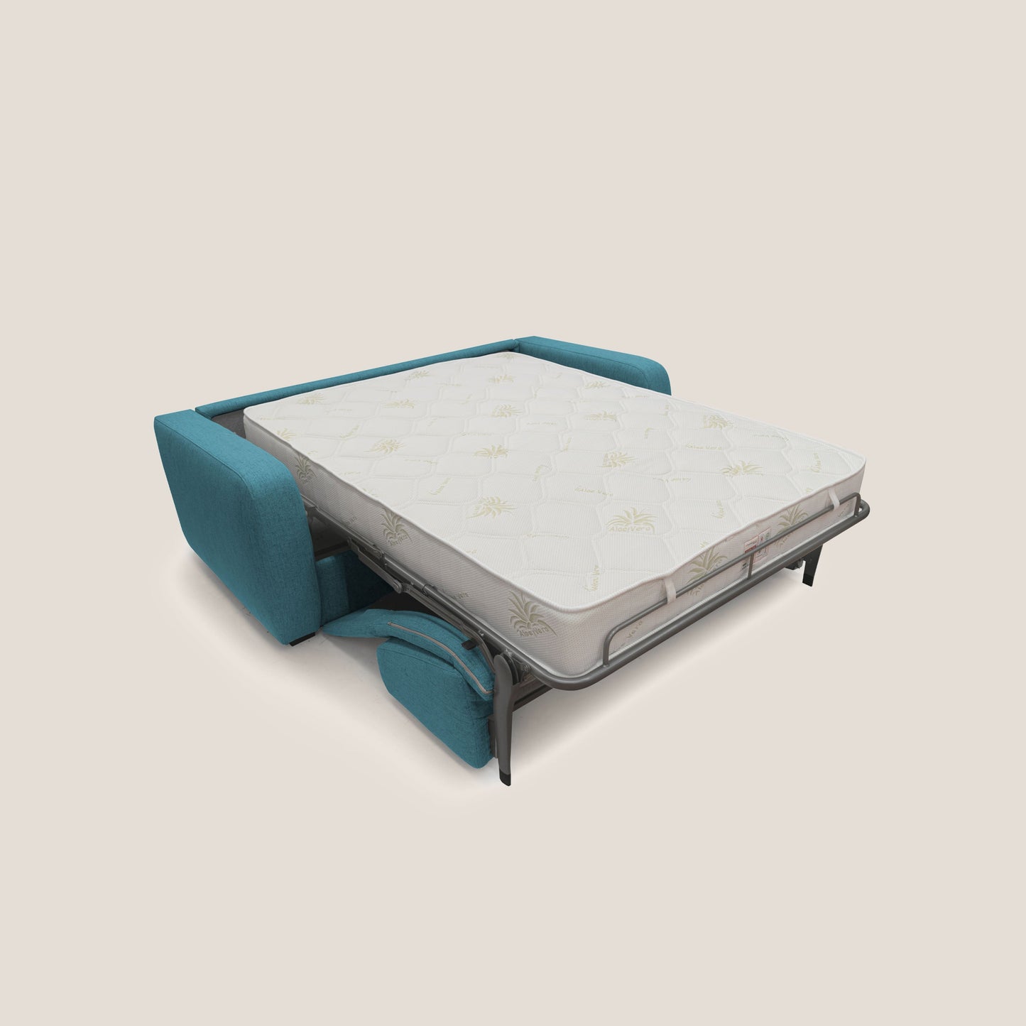 Duna Divano letto matrimoniale con materasso 20 cm in tessuto impermeabile T03 azzurro