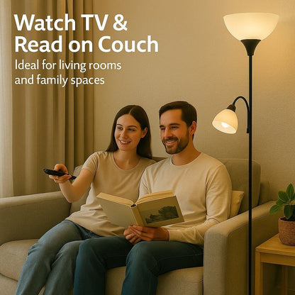 LIGHTACCENTS White Floor Lamp with Opal White Cone Shade – Standing Lamps, Torch Floor Lamps for Living Room, Bedroom...