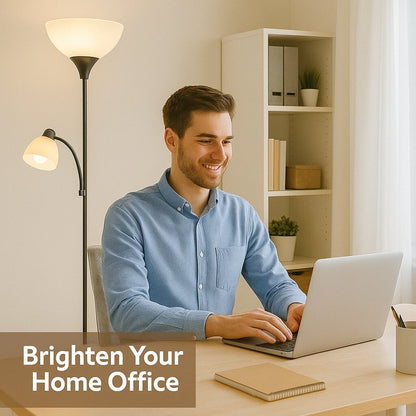 LIGHTACCENTS White Floor Lamp with Opal White Cone Shade – Standing Lamps, Torch Floor Lamps for Living Room, Bedroom...