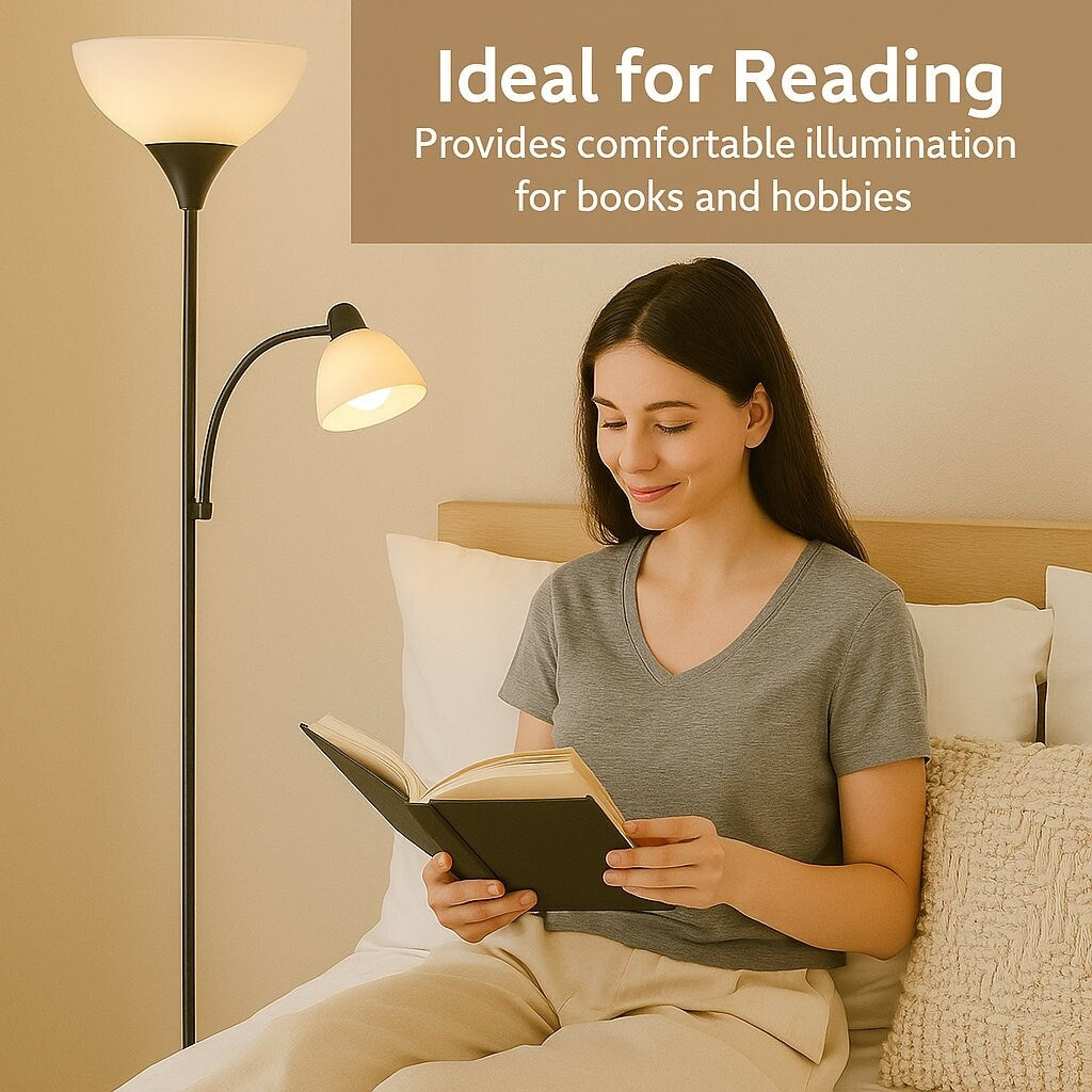 LIGHTACCENTS White Floor Lamp with Opal White Cone Shade – Standing Lamps, Torch Floor Lamps for Living Room, Bedroom...