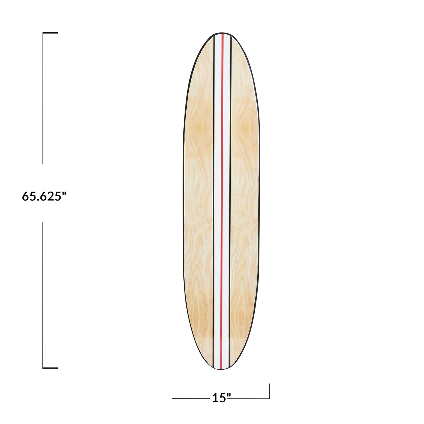 Lacquered Wood Surfboard Wall Décor