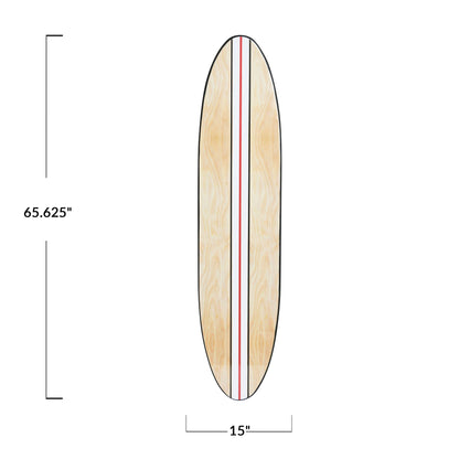 Lacquered Wood Surfboard Wall Décor