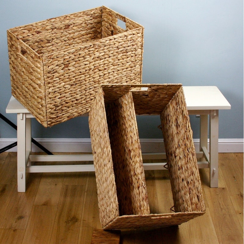 Wicker Seagrass Baskets Hampers Set of 2 Cut Out Handles