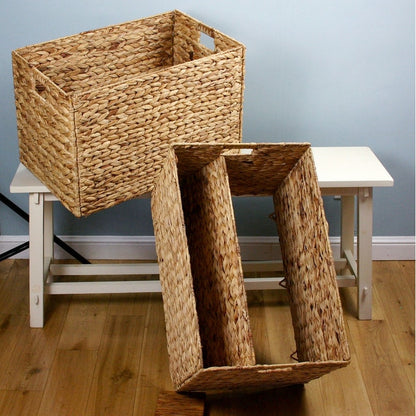 Wicker Seagrass Baskets Hampers Set of 2 Cut Out Handles