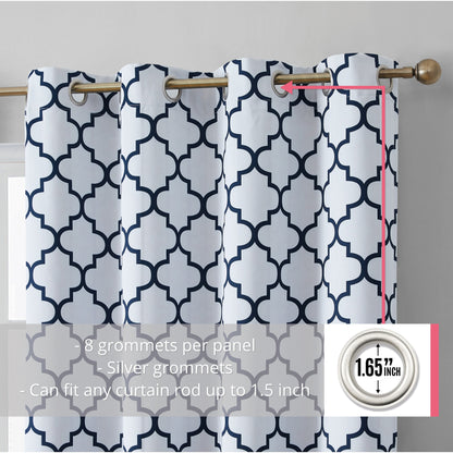 HLC.me Lattice Geometric Blackout Thermal Privacy Room Darkening Grommet Window Drapes Curtain Panels - Set of 2