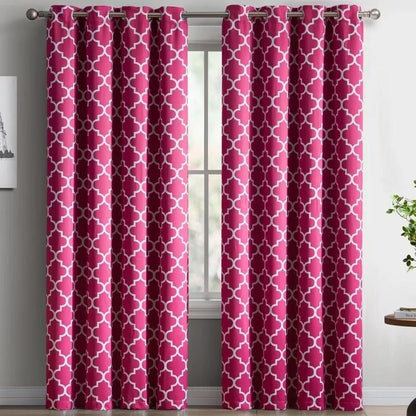HLC.me Lattice Geometric Blackout Thermal Privacy Room Darkening Grommet Window Drapes Curtain Panels - Set of 2