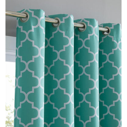 HLC.me Lattice Geometric Blackout Thermal Privacy Room Darkening Grommet Window Drapes Curtain Panels - Set of 2