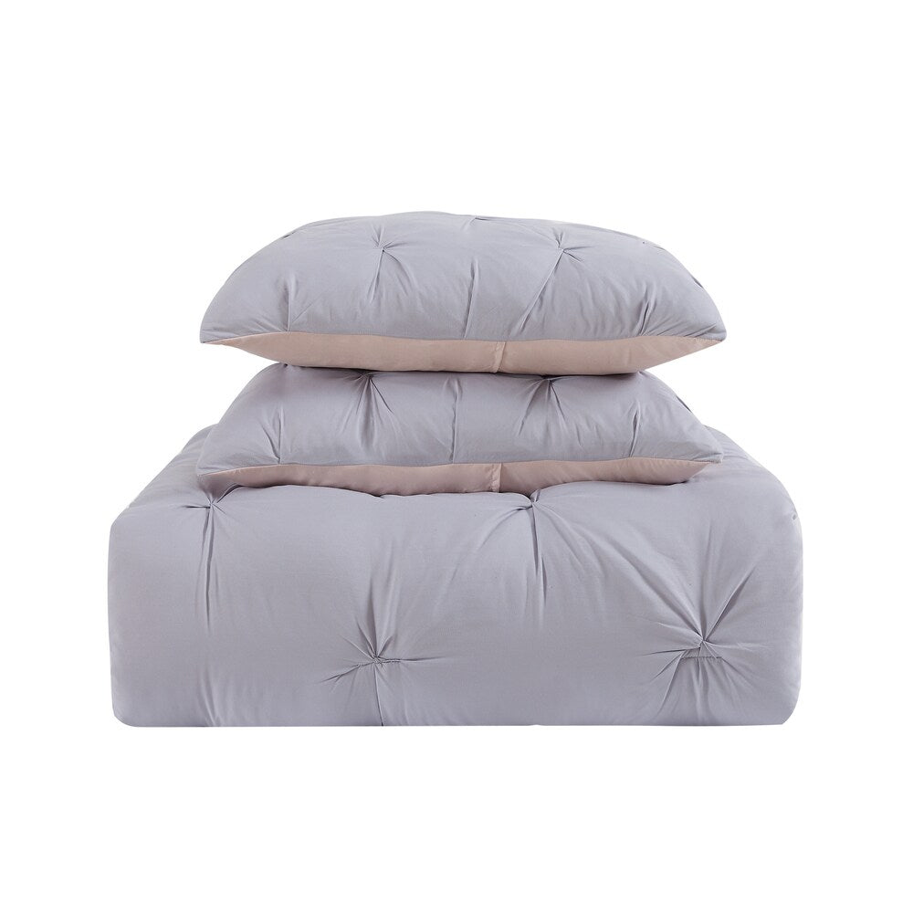 My World Pinch Pleat Solid Reversible Comforter Set