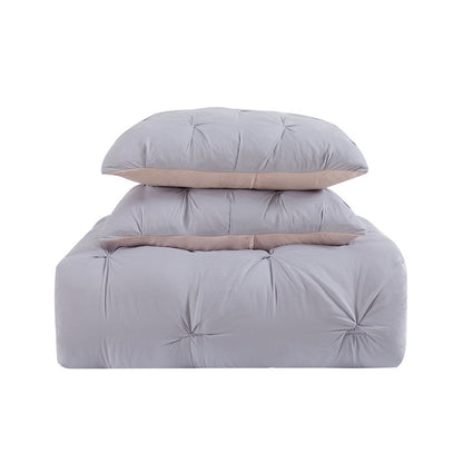 My World Pinch Pleat Solid 3-piece Duvet Set