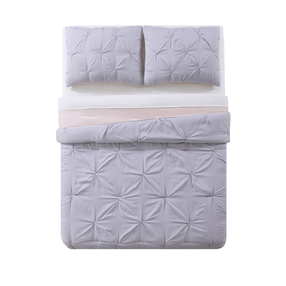My World Pinch Pleat Solid 3-piece Duvet Set