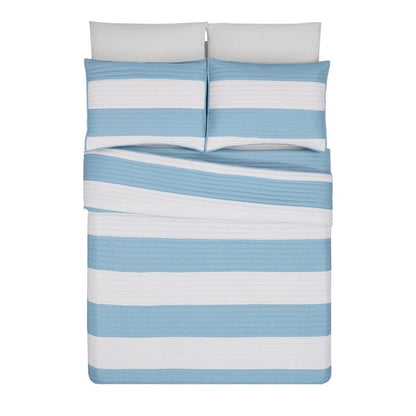 Lavelle Blue/White Reversible Quilt Set
