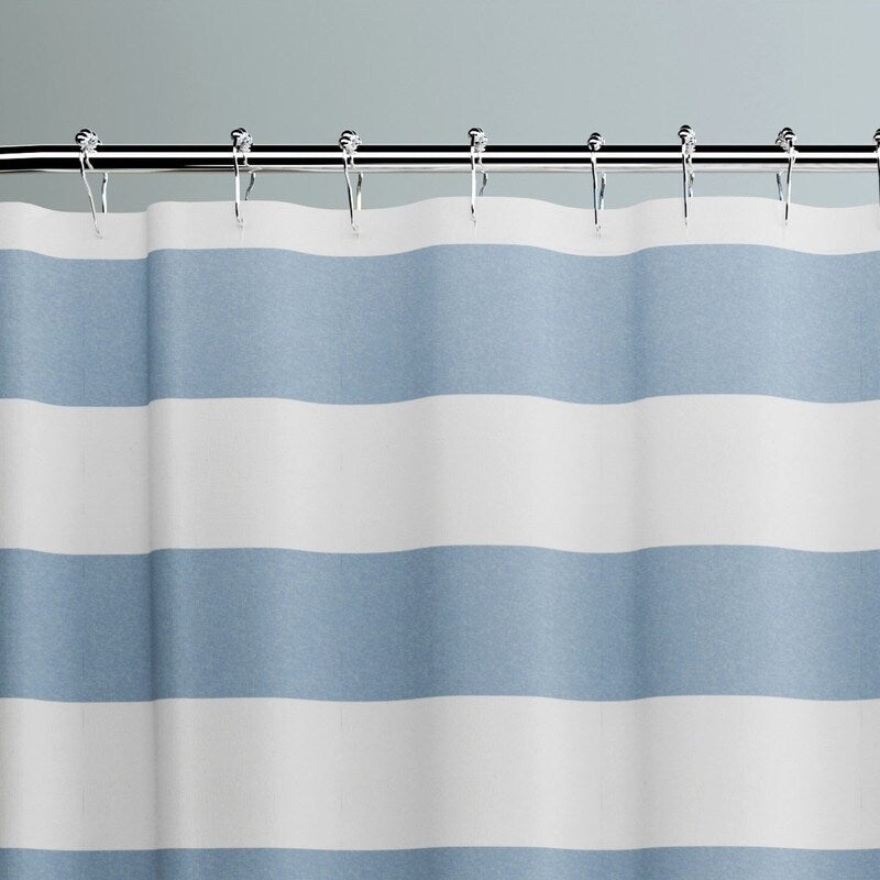 Lavelle Blue/White Stripe Fabric Shower Curtain