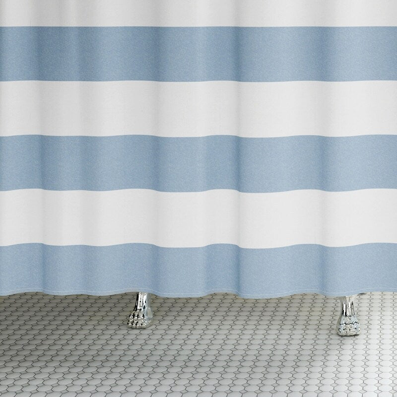 Lavelle Blue/White Stripe Fabric Shower Curtain
