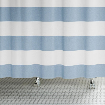 Lavelle Blue/White Stripe Fabric Shower Curtain