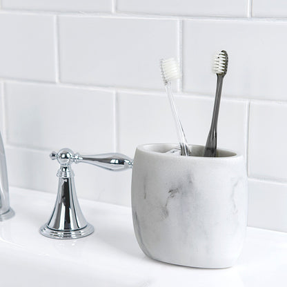 Legends Resin Toothbrush Holder - White/Black Marble - Toothbrush Holder
