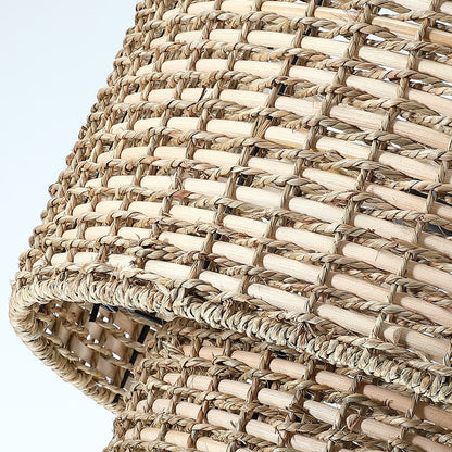 Lennie 20 in. 4-Light Rattan Tiered Drum Chandelier Light with Black Canopy - 20 in. W - 20 in. W