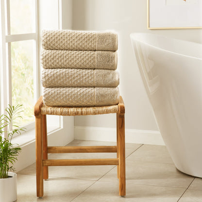 Linery & Co. Cotton Diamond Waffle Texture Bath Towels.
