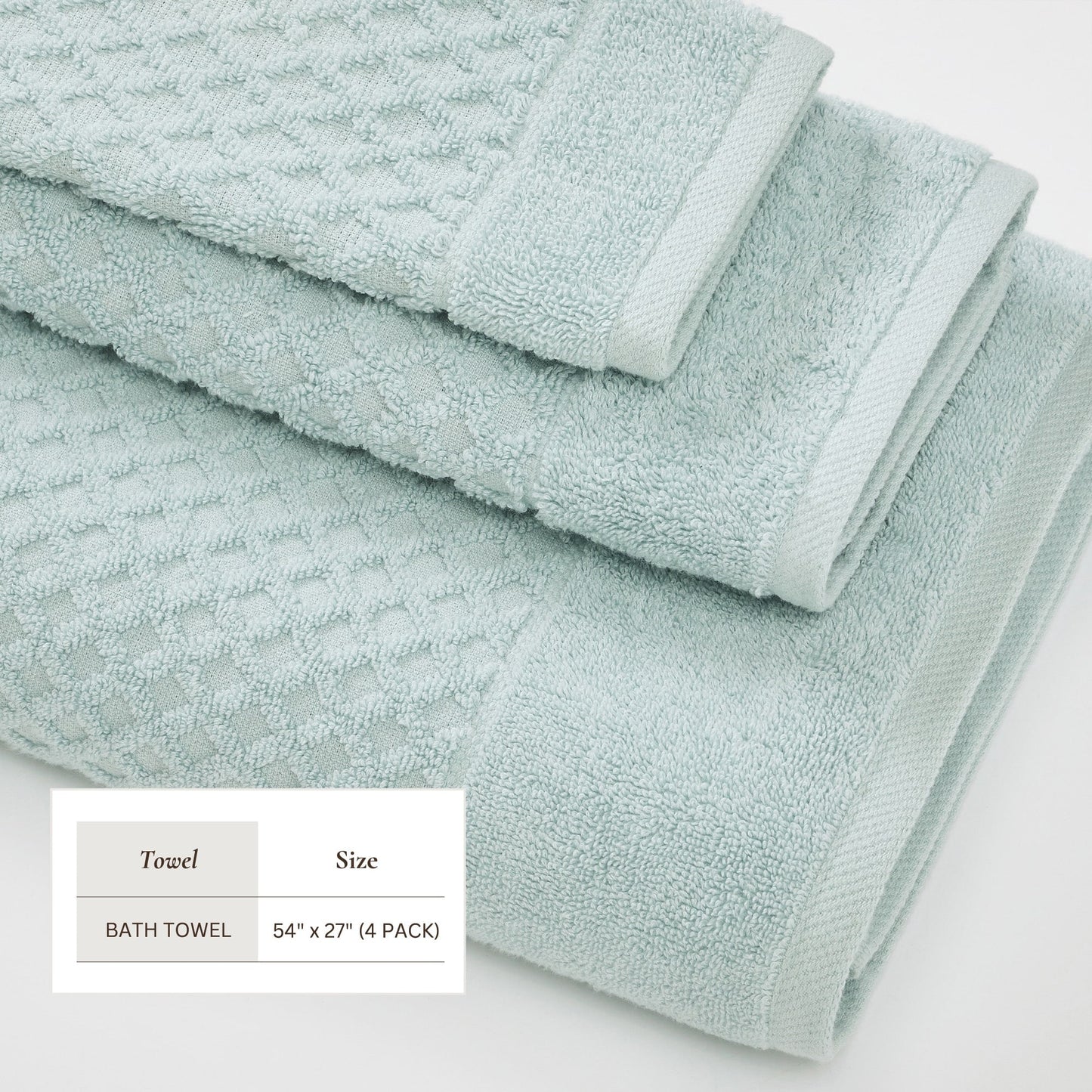 Linery & Co. Cotton Diamond Waffle Texture Bath Towels.