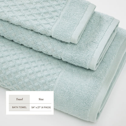 Linery & Co. Cotton Diamond Waffle Texture Bath Towels.
