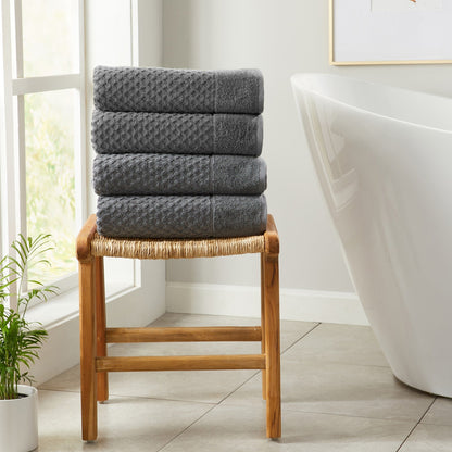 Linery & Co. Cotton Diamond Waffle Texture Bath Towels.