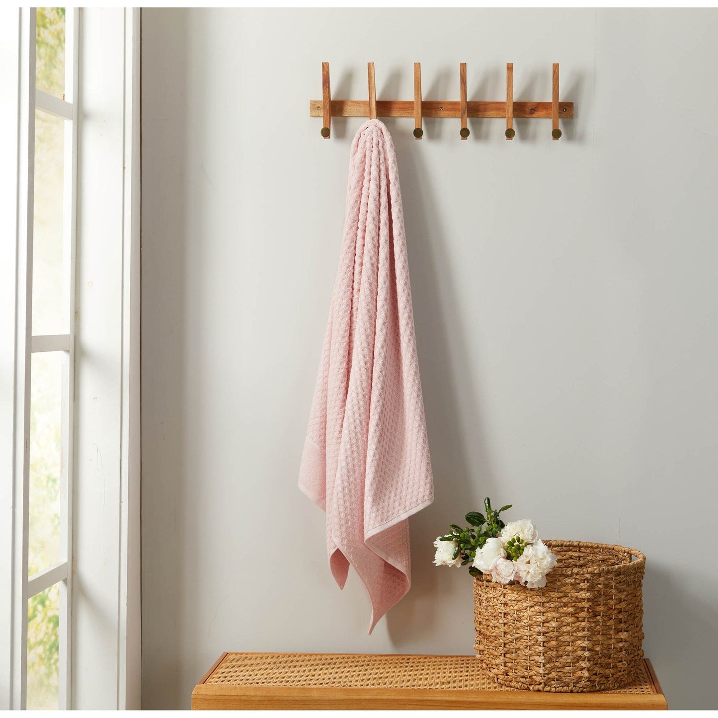 Linery & Co. Cotton Diamond Waffle Texture Bath Towels.