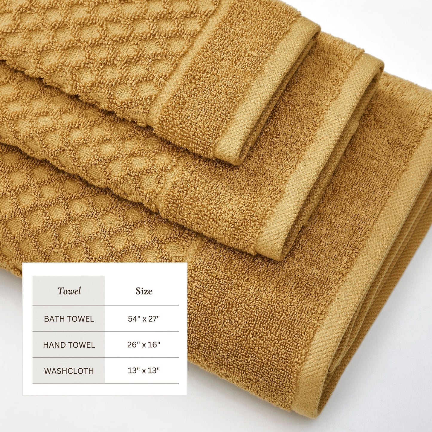 Linery & Co. Cotton Diamond Waffle Texture Bath Towels.