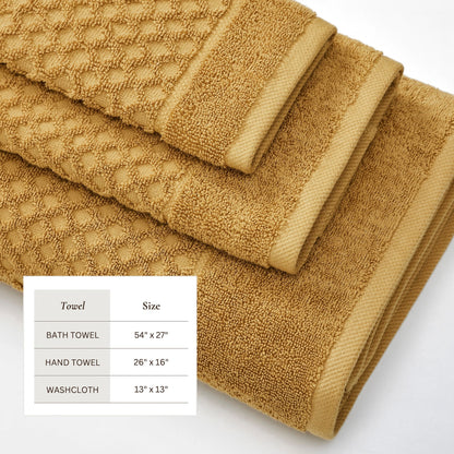 Linery & Co. Cotton Diamond Waffle Texture Bath Towels.