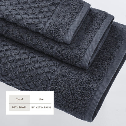 Linery & Co. Cotton Diamond Waffle Texture Bath Towels.