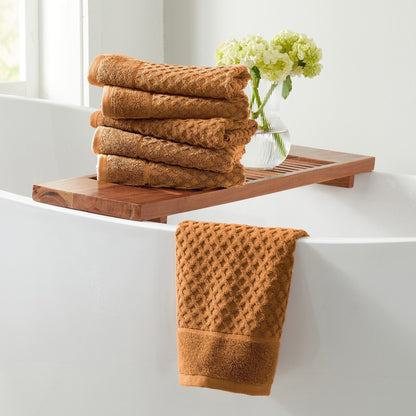 Linery & Co. Cotton Diamond Waffle Texture Bath Towels.