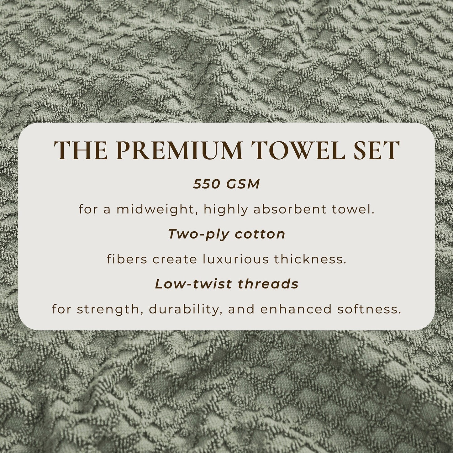 Linery & Co. Cotton Diamond Waffle Texture Bath Towels.