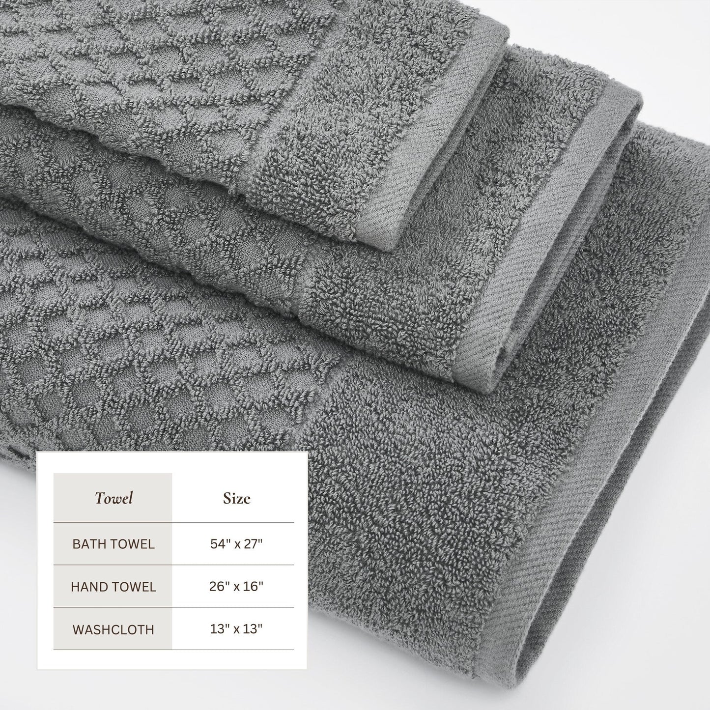 Linery & Co. Cotton Diamond Waffle Texture Bath Towels.