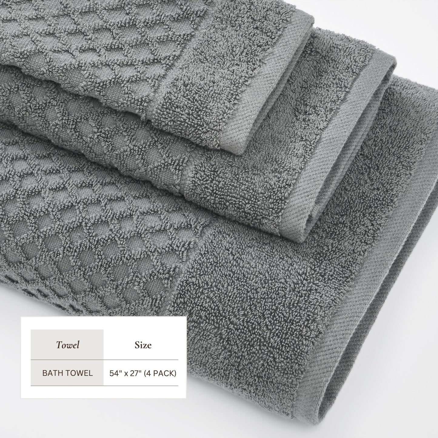 Linery & Co. Cotton Diamond Waffle Texture Bath Towels.
