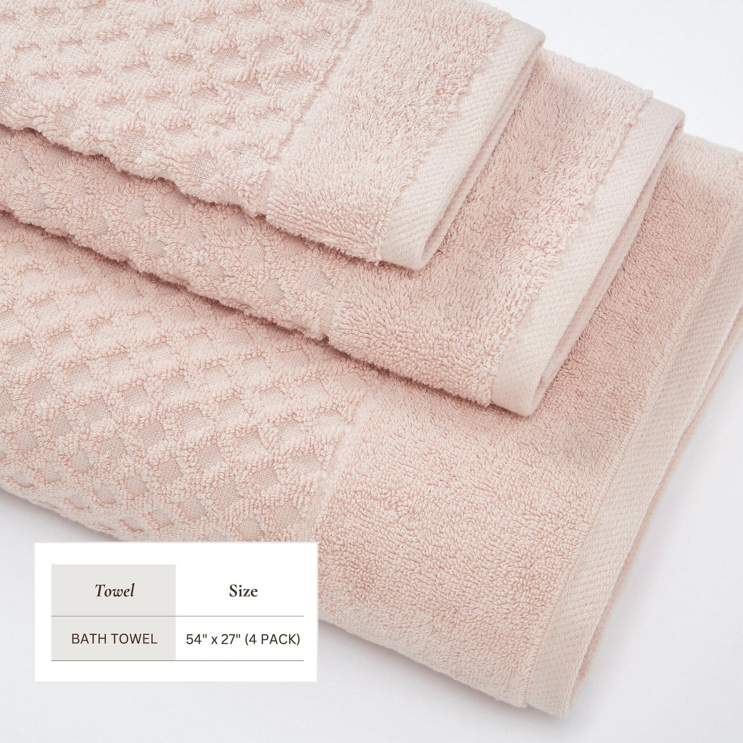 Linery & Co. Cotton Diamond Waffle Texture Bath Towels.