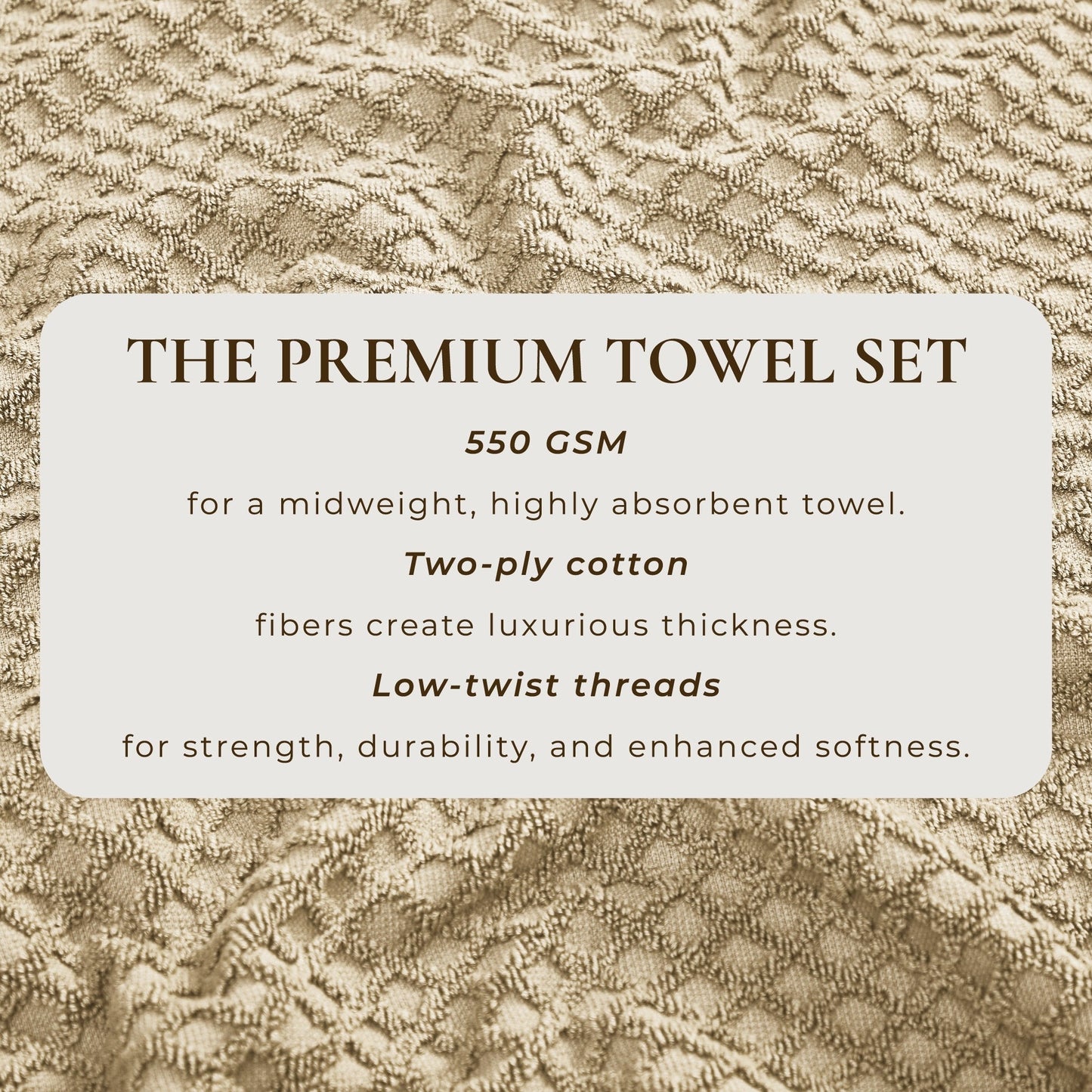 Linery & Co. Cotton Diamond Waffle Texture Bath Towels.