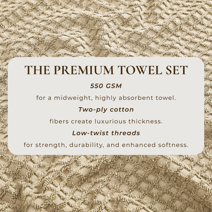 Linery & Co. Cotton Diamond Waffle Texture Bath Towels.