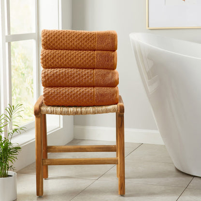 Linery & Co. Cotton Diamond Waffle Texture Bath Towels.